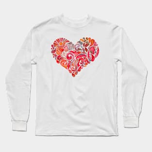 Doodle heart red Long Sleeve T-Shirt